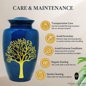 Urne funéraire écologique de style européen Tree Life pour cendres humaines adultes |   Médaillon commémoratif en métal au design personnalisable, 200 pouces cubes - Product Image 5