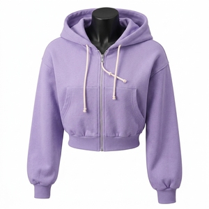 Hoodie court personnalisable pour femme, respirant, 100% coton, écologique, séchage rapide, décontracté - Product Image 1