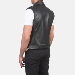 เสื้อกั๊กหนังสีดำสไตล์ไบค์เกอร์ของซัลลิแวน - Product Image 4