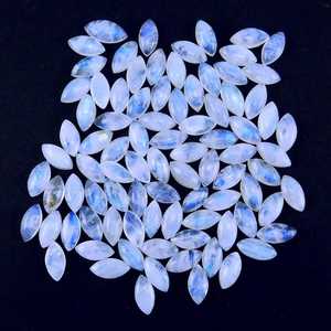 Pierre de lune arc-en-ciel naturelle, cabochon marquise, calibrée, certifiée, non traitée, prête pour la sertissage de bijoux - Product Image 2