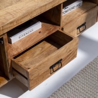 Meuble TV design industriel Vandana Novara Arion, console de divertissement moderne en métal et bois