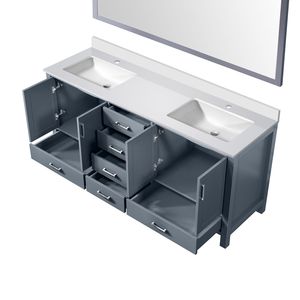 Grigio scuro 72 pollici. L X 22 Pollici Mobile bagno doppio D con piano in quarzo bianco e 28 pollici di profondità Mobili da Bagno con Specchio - Product Image 5