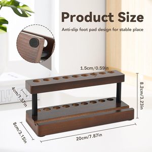 Porte-stylos en bois pour bureau, support de présentation pour stylos à plume avec 9 fentes et support pour téléphone, organisateur de stylos - Product Image 3