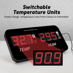 Thermo-hygromètre numérique mural avec sonde, écran HD 13 pouces ℃ / ℉   Capteur commutable et externe, fonction d'alarme (OEM) - Product Image 3