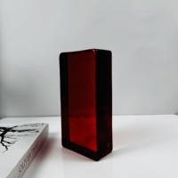 Bloc de verre cristallin rouge transparent et lisse, directement du fabricant, pour revêtement mural de restaurant
