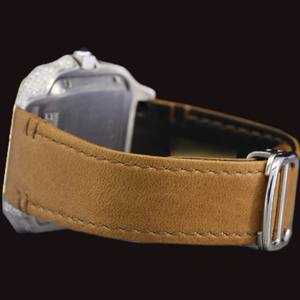 Export Quality Brown Leather Band Moissanite Diamond <b>Watch</b> with Crystal Studded & Blue Durable Quartz Movement White Gold <b>Watch</b> - Product Image 5