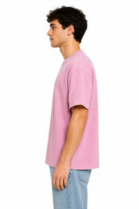 Men's Oversized Pink T Shirt Heavyweight Cotton Crew Neck Half Sleeve Casual Tee Premium Solid Color Basic T Shirt Relaxed Fit S - Product Image 2