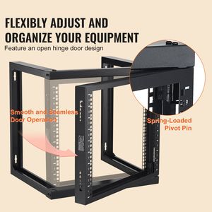 Rack de pared de acero al carbono de 9U con marco abierto para servidor, jaula de red con tuercas, capacidad máxima de carga de 150 lb/68.04 kg, 20.9 para uso de datos - Product Image 2
