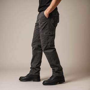 Pantalon cargo multi-poches imperméable pour homme en polyester/coton, randonnée en plein air, streetwear décontracté, taille XL, teinture unie, logo personnalisé - Product Image 4