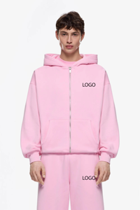 Survêtement d'hiver rose bébé tendance, imprimé, surdimensionné, avec logo personnalisé, élégant et confortable, vêtements de sport unisexes - Product Image 5
