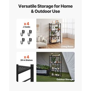 Estante de Almacenamiento Plegable de 4 Niveles, 28 W x 13 D x 54 H Pulgadas, No Requiere Ensamblaje, Estantería Metálica Plegable con 5 Ruedas para Garajes - Product Image 6