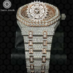 Montre mécanique de luxe unisexe Charm_Jewells, boîtier tonneau 42 mm, acier inoxydable, lunette sertie de diamants, cadran analogique, fermoir pliant - Product Image 4