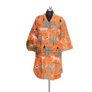 ขายส่งการผลิตและราคาต่ําเสื้อกิโมโนยาว 6 สีป่าพิมพ์เสื้อเชิ้ตผ้าฝ้ายยาวพร้อมเข็มขัดกิโมโนของขวัญสําหรับผู้หญิง - Product Image 2