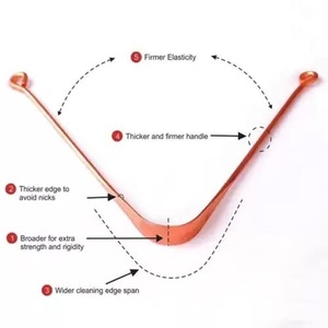 Raspador de Lengua de Cobre, Herramienta de Cuidado Bucal de Metal Pulido, Estilo Antiguo, Limpiador de Lengua Reutilizable para Aliviar el Mal Aliento - Product Image 5