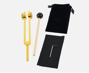 Diapasones dorados de 128 Hz con martillo de silicona para terapia de sanación por sonido musical - Product Image 4