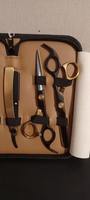 Kit de barbier professionnel en acier inoxydable, série arc-en-ciel, ciseaux de coupe et d'éclaircissement de cheveux de 5,5 pouces, ensemble de 7 outils de coiffure multi-usages