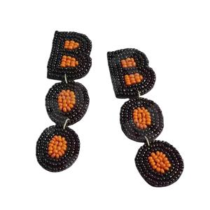 BOO Women's Vintage Beaded Earrings in Patriotic Orange White Blue for Weddings or <b>Memorial</b> Days - Product Image 1