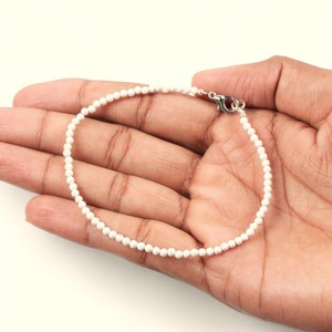 Natural White Howlite <b>Beaded</b> <b>Bracelet</b> Micro Faceted Round Gemstone <b>Bracelet</b> For Women Jewelry Healing Crystal Gift Handmade Bulk - Product Image 4