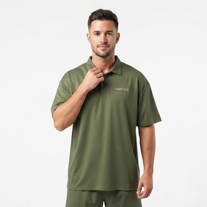 Chemises polo pour hommes de qualité supérieure personnalisées, respirantes et en polyester, chemises polo surdimensionnées pour hommes, chemise polo tendance vert olive - Product Image 6