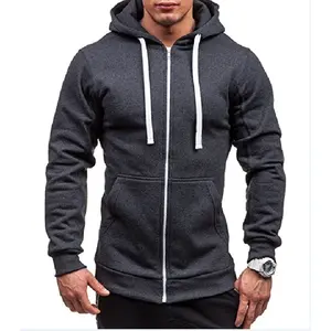 MRMT 2024 Men's Casual Cardigan Comfortable Dark Blue Solid Color Hoodie with <b>Zipper</b> Fashionable Fitness <b>Sweatshirt</b> - Product Image 5