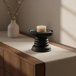 Moderno Soporte de Exhibición de Madera Negra, Pedestal Elevado para Decoración del Hogar, Eventos y Exhibición en Comercios, Portavelas - Product Image 1