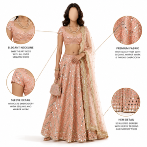 Lehenga Choli de Lujo Tradicional con Diseño de Mariposa, Bordado Pesado y Lentejuelas, Conjunto de Fiesta de Boda de Diseñador con Falda Acampanada - Product Image 1