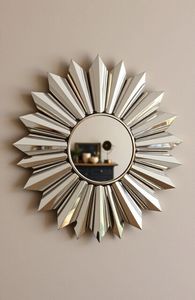 Industrial Metal Round Wall Mirror With Sunburst <b>Frame</b> Decorative Handmade Design - Product Image 3