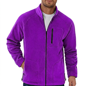 Veste polaire homme vert olive, entièrement zippée, col montant, décontractée, respirante, coupe-vent, vêtement d'extérieur hiver, coupe droite, polyester, fermeture éclair avant - Product Image 4