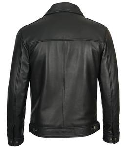 High Quality Custom Made Black Genuine <b>Sheepskin</b> Leather <b>Jacket</b> For Men Fashionable Winter Outdoor Long Sleeve <b>jacket</b> for men - Product Image 3