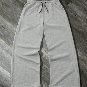 Custom Canvas Casual Drawstring Design Heavyweight 500gsm Fleece Cotton Blank Oversized Straight Leg Sweatpants <b>Trouser</b> for Men - Product Image 4