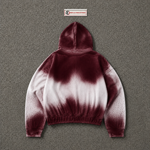 Sudadera con capucha y cremallera completa, degradado marrón y blanco, estilo urbano oversize, unisex, premium, efecto desgastado, vintage - Product Image 6