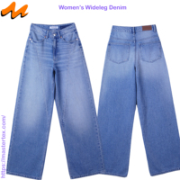 Jean large taille haute décontracté et élégant pour femme en denim léger d'été, déchiré, coupé et cousu, en coton, polyester et élasthanne, 10,47 OZ