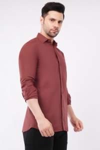 <b>Mens</b> Full Sleeve Cotton <b>Shirt</b> Regular Fit <b>Red</b> Solid Classic Button Down <b>Shirt</b> Breathable Lightweight Summer Wear Spread Collar - Product Image 2