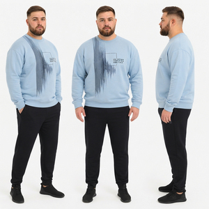Sweat-shirt imprimé à manches longues en molleton bouclette pour homme grande taille – Haut d'hiver à col rond pour homme – T-shirt en polaire imprimé pour homme - Product Image 4