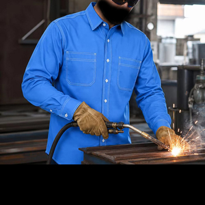 Men's Heavy Duty 100% Cotton Long Sleeve Welding <b>Shirt</b> <b>Flame</b> Resistant and Waterproof Workwear <b>with</b> Breathable Feature - Product Image 6