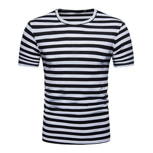 Camiseta a Rayas para Hombre 2026, Nueva Moda, Cuello Redondo, Manga Corta, Corte Ajustado, Estilo Hip Hop, Vintage - Product Image 3