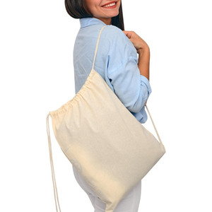 <b>Drawstring</b> Gym Bag Reusable Fabric Storage <b>Pouch</b> With Shoulder Straps High Quality Heavy Duty Blank Cotton <b>Drawstring</b> Bags - Product Image 4