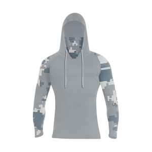 Sweat à capuche de pêche camouflage gris pour homme, manches longues, séchage rapide, vêtement de pêche, pull-over, haut d'extérieur, UPF 50, chemise en polyester - Product Image 1
