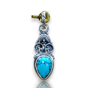 Bijoux vintage en argent sterling 925 pur avec pierres précieuses turquoise naturelles, style bohème, sertissage clos, coupe poire, pour femmes, vente en gros - Product Image 1