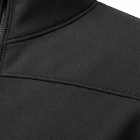 Veste en polaire noire pour homme, col montant, fermeture éclair, coupe décontractée, coupe-vent, vêtement d'automne, veste softshell coupe régulière