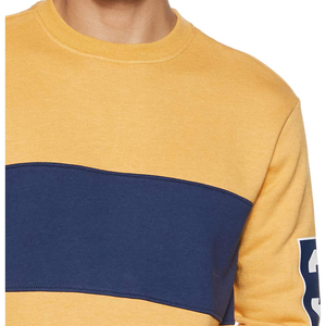 Sweat-shirt à capuche pour homme, color block, bleu marine et jaune, en molleton - Product Image 4