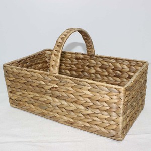Handwoven Rustic Water Hyacinth <b>Rectangular</b> Picnic <b>Basket</b> with Handle Eco-Friendly for Bathrooms - Product Image 4