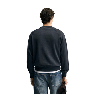 Sweat-shirt décontracté pour homme, col rond, manches raglan, en coton tricoté, coupe classique, couleur unie, automne - Product Image 2