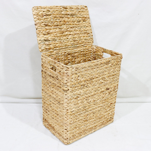 Panier à linge tissé, lot de 3, rectangulaire, avec couvercle et doublure en coton, pour organiser les vêtements, style rustique - Product Image 3