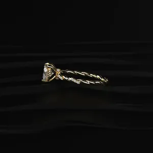 New Design Heart Diamond Twisted Band Engagement Diamond <b>Ring</b> <b>Crafted</b> for Elegance and Beauty D-E VVS-VS Clarity IGI Certified. - Product Image 4