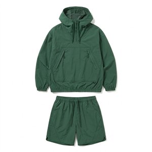 RTS Wholesales Custom Logo Green Men's High Quality Nylon <b>Wind</b> <b>Breaker</b> Sets For Summer Outdoor Men Set Streetwear Hoodies Shorts - Product Image 1