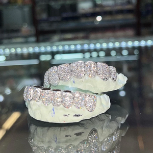 Grillz dentaire pour homme style Hip-hop, en strass de cristal taille brillant rond, sertissage en canal, pour usage quotidien, bijoux corporels - Product Image 4