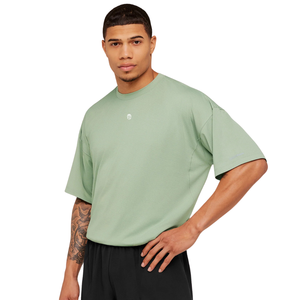 Camiseta Deportiva Oversize para Hombre, Transpirable, de Alto Rendimiento, Holgada, para Entrenamiento, Gimnasio, Color Verde Niebla - Product Image 3