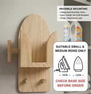 Soporte de Pared para Caja de Hierro de Madera de Acacia Sólida Hecho a Mano – Organizador con Acabado Natural y Ganchos Utilitarios – Montaje Invisible - Product Image 2