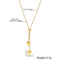 Collier tendance en acier inoxydable doré avec pendentif cœur et détails incrustés, idéal pour les cadeaux de bijoux pour couple